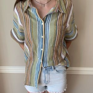 Molly Green striped Boxy button down